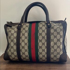 Gucci  Monogram Boston Bag Iconic Stripe